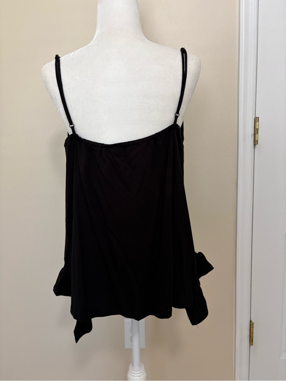 Culture Code Black Adjustable Spaghetti Strap Ruffle-Hem Women's Top - Picture 5 of 10